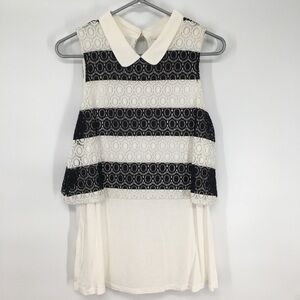 NEW! Elle Black & White Cropped Career Top